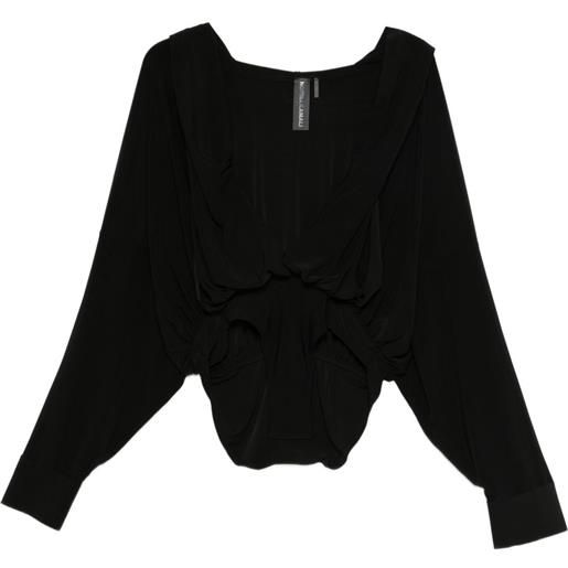 Norma Kamali body con ruches - nero