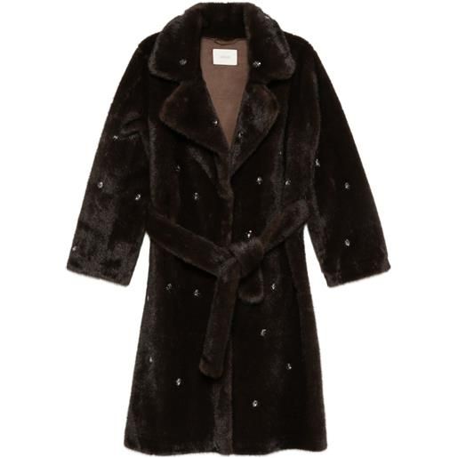 VICOLO cappotto con cintura con strass - marrone