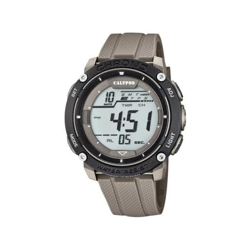 Calypso Flash Time Orologio Digitale Uomo K5586/1 - Gomma Multicolore, Cronometro, 10 ATM, Cinturino Nero