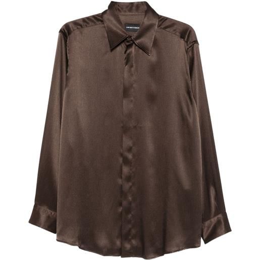 Emporio Armani camicia con colletto a punta - marrone