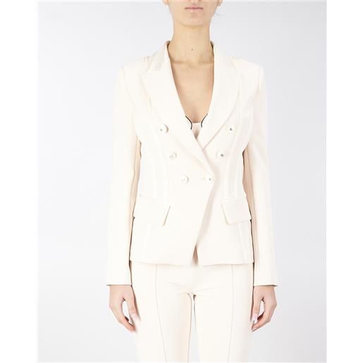 ELISABETTA FRANCHI giacca burro in crêpe con dettagli in raso