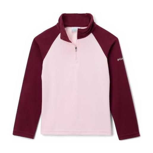 Columbia felpa da ragazza in pile con mezza cerniera, in pile, rosa satinato, color vinaccia, xl