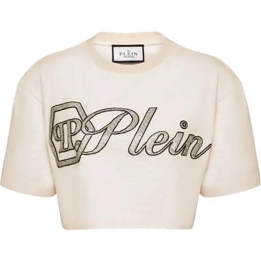 Philipp Plein cropped t-shirt `crystal` signature