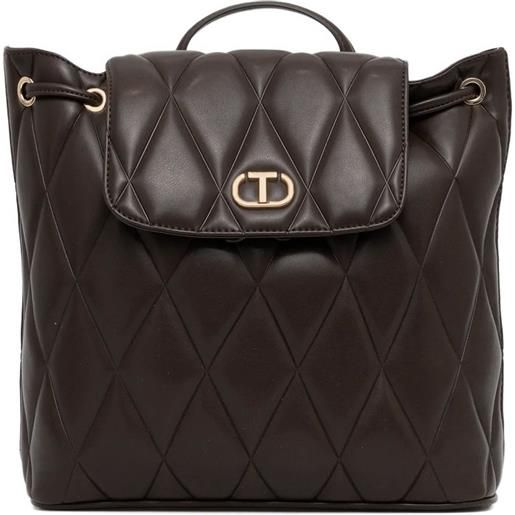 TWINSET zaino con placca logo - marrone