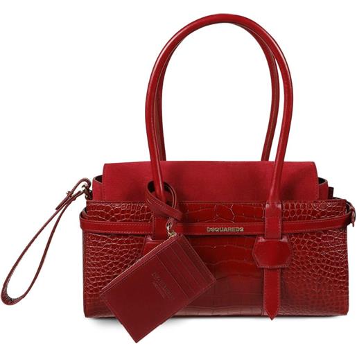 DSQUARED2 borsa tote con placca logo - rosso