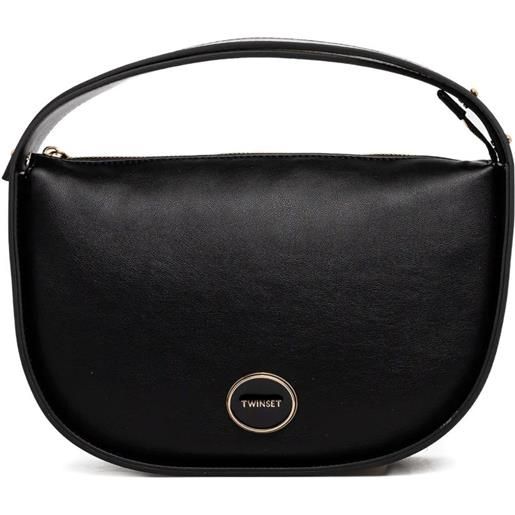 TWINSET borsa tote con placca logo - nero