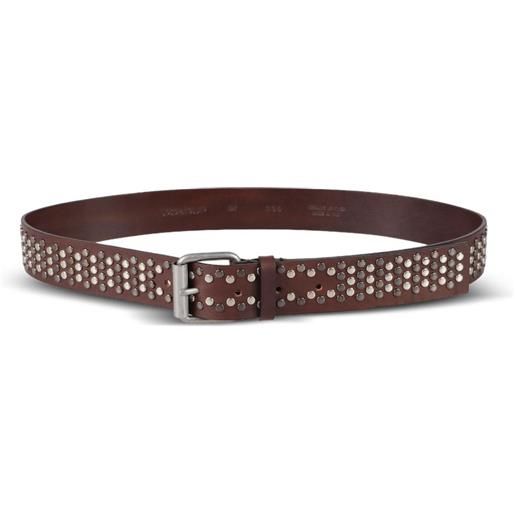 DONDUP cintura in pelle con borchie - marrone