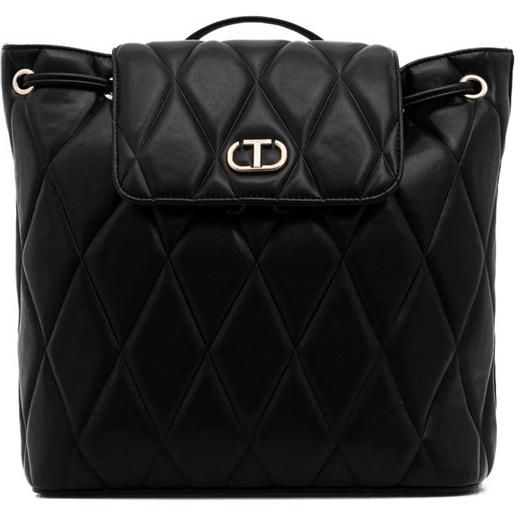 TWINSET zaino con placca logo - nero