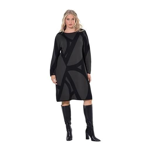 Ulla Popken abito da donna con stampa a rombi, grigio cachi, 52-54