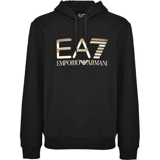 EA7 felpa con cappuccio logo series in cotone stretch con maxi logo