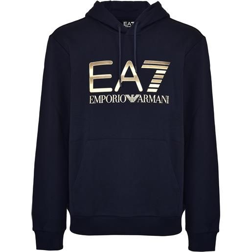 EA7 felpa con cappuccio logo series in cotone stretch con maxi logo