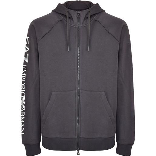 EA7 felpa con cappuccio logo series in cotone felpato da uomo