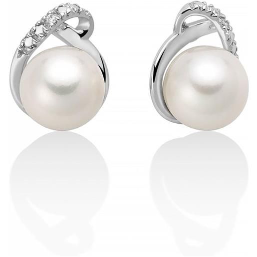 Miluna - orecchini di perle oriente con sinuoso elemento in oro e diamanti per2664