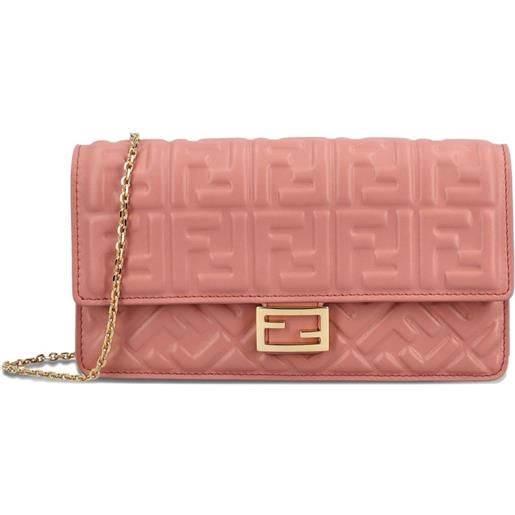 FENDI portafoglio in pelle con logo goffrato - rosa