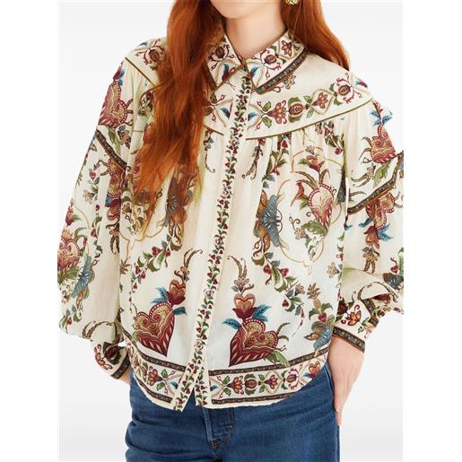FARM Rio blusa a fiori - toni neutri
