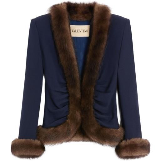 Valentino Garavani blazer con bordo in pelliccia - blu
