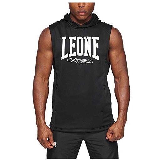 LEONE 1947 abx110 smanicato con cappuccio logo, nero