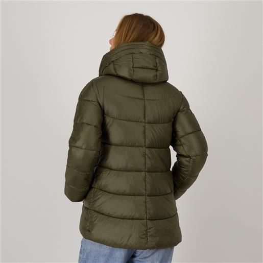 Neropale piumino in nylon lucido con cappuccio