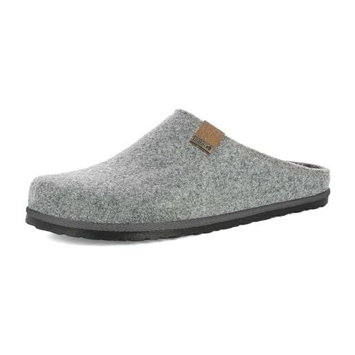 inblu pantofole uomo ecofriends con plantare in vera pelle imbottito estraibile, argento, 40 eu