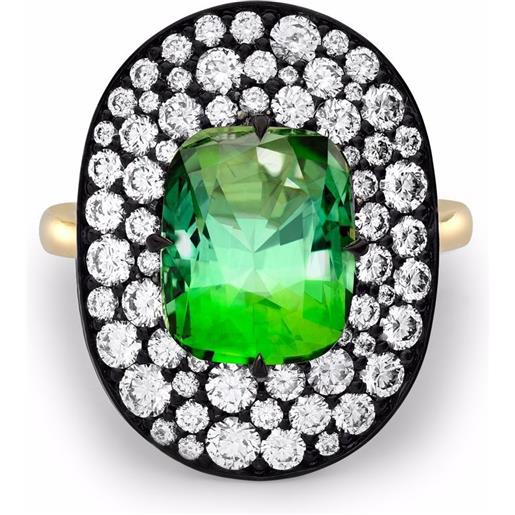 Pragnell anello snowstorm in oro 18 carati con tormalina e diamanti