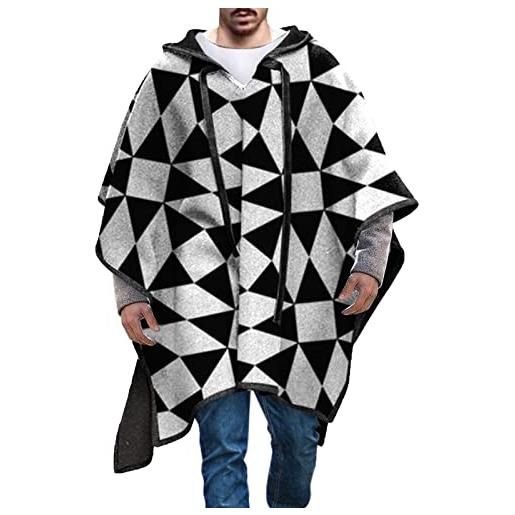Caxndycing poncho uomo calda coperta fatto a mano poncho cappotto inverno cowboy hippie giacca alpaca lana chic poncho anda irregolare cappotto asimmetrico, nero 02. , xl