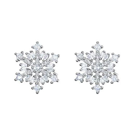 Orecchini A Perno Fiocco Di Neve Tuscany Silver In Argento Sterling 925 Riciclato, Ipoallergenici, Gioiello Elegante Per Donna In Confezione Regalo