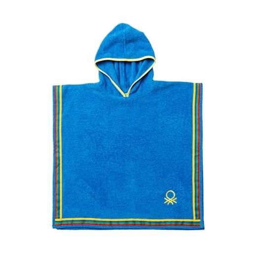 United Colors of Benetton albornoz niños de algodón azul accappatoio poncho 65x65cm da 380gsm 100% cotone blu, 4-10 anni unisex-bambini e ragazzi