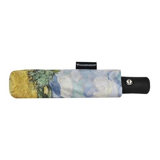 Franco Cosimo Panini halta definizione - ombrello pieghevole, in tessuto stampato con un'opera d'arte di van gogh, con custodia personalizzata, apertura manuale, impugnatura con laccetto, 65 x 97 cm aperto, cipresso