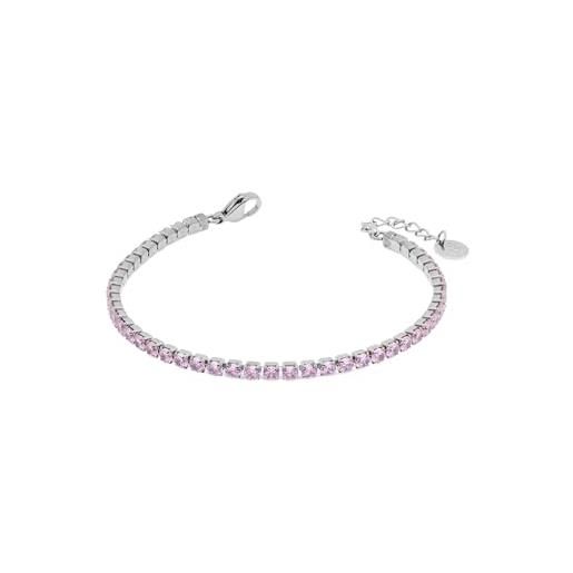 Generic bracciale tennis donna liujo lj2425 in acciaio 316l silver con zirconi rosa