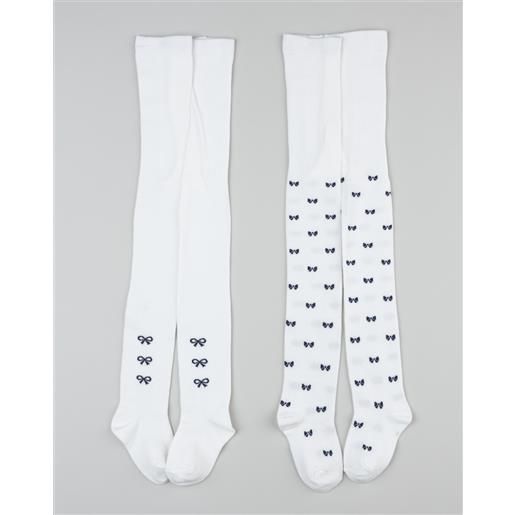 Prénatal pack 2 collant bimba bianco fiocchi