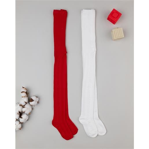Prénatal pack 2 collant bambina rosso/bianco
