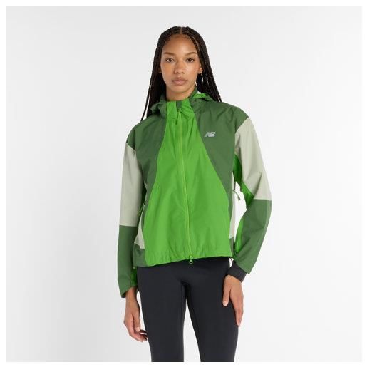 New Balance donna better run waterproof jacket in verde, politessuto, taglia l