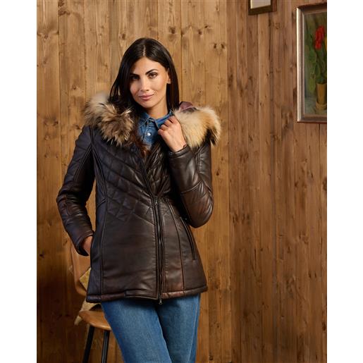 Leather Trend ivette - piumino donna testa di moro in pelle