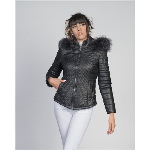Leather Trend nika - piumino donna nero in vera pelle