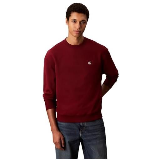 Calvin Klein ls eu 350terry monogram cn swtsh lv04rc296g felpe, red(renaissance red), m uomo