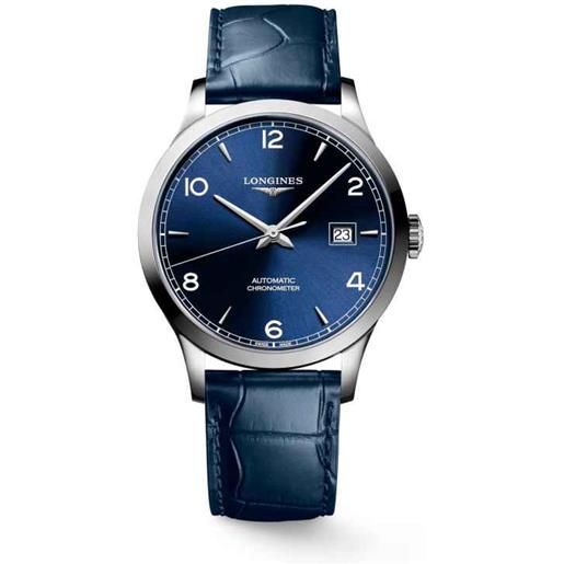 Longines orologio record l2.821.4.96.4 cosc blu 40mm uomo Longines