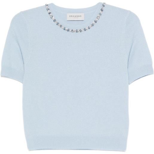 ERMANNO FIRENZE maglione con cristalli - blu