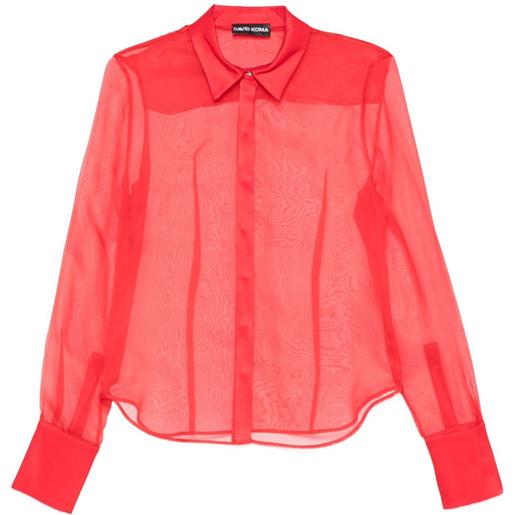 David Koma camicia semi trasparente - rosso
