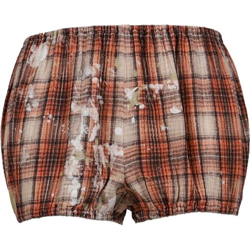 R13 pantaloncini a quadri - arancione
