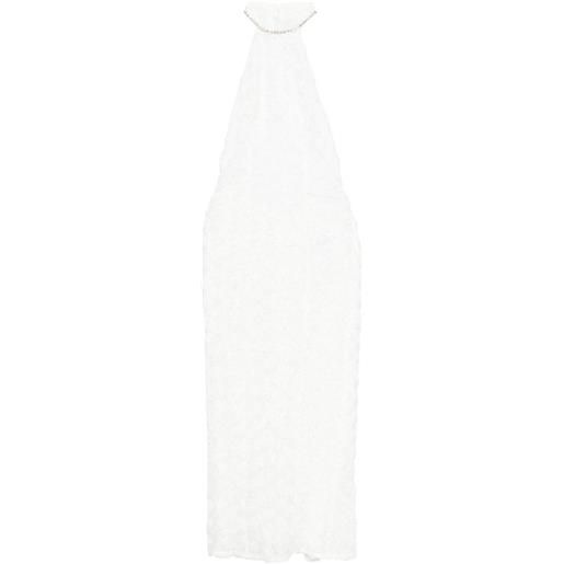 Rahil Hesan abito da sera rosette con cristalli - bianco