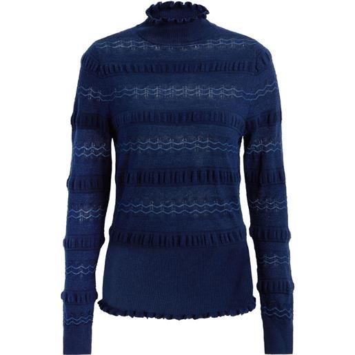 Marie Oliver maglione adison in lana con ruches - blu