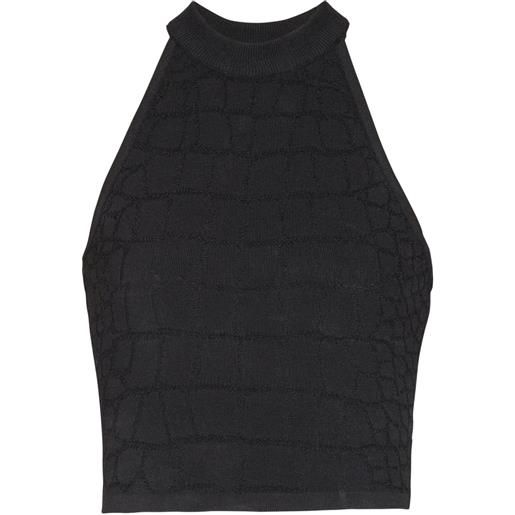 Balmain top con effetto coccodrillo - nero