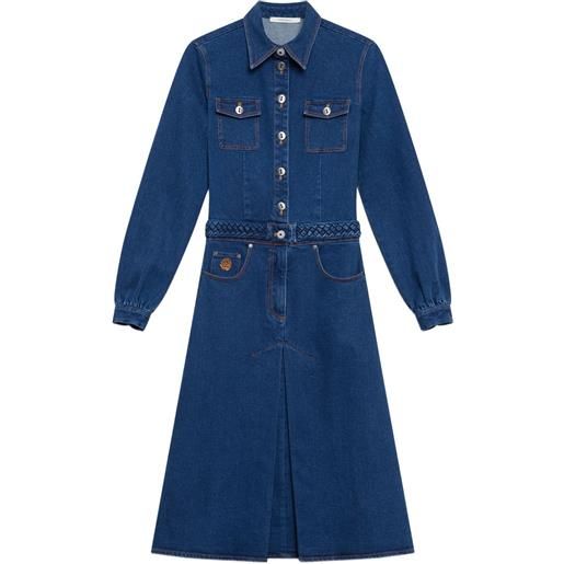 MALIPARMI abito midi denim con cintura - blu