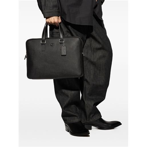Coach portadocumenti caden in pelle con manico - nero