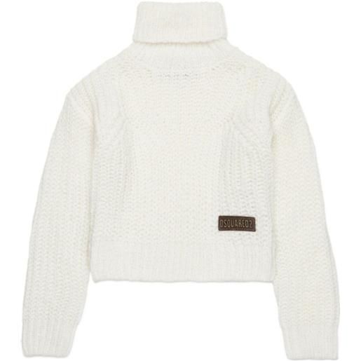 DSQUARED2 KIDS maglione a collo alto con applicazione - bianco