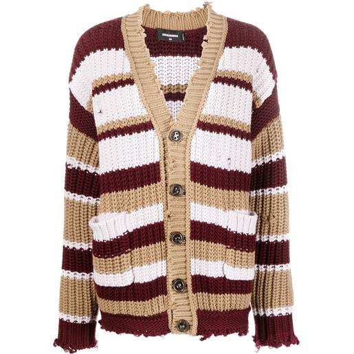 DSQUARED2 cardigan a righe - marrone