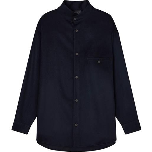 Emporio Armani camicia con colletto alla coreana - blu