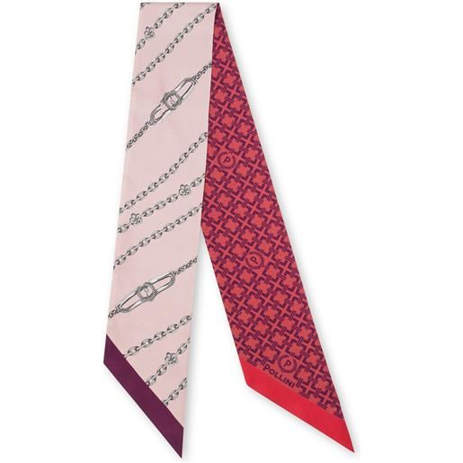 POLLINI bandana in seta con doppia stampa decorativa. - fucsia