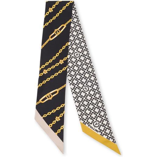 POLLINI bandana in seta con doppia stampa decorativa. - bianco