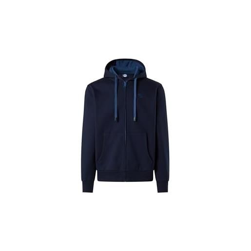 NORTH SAILS felpa hoodie uomo in cotone organico con zip e logo ricamato